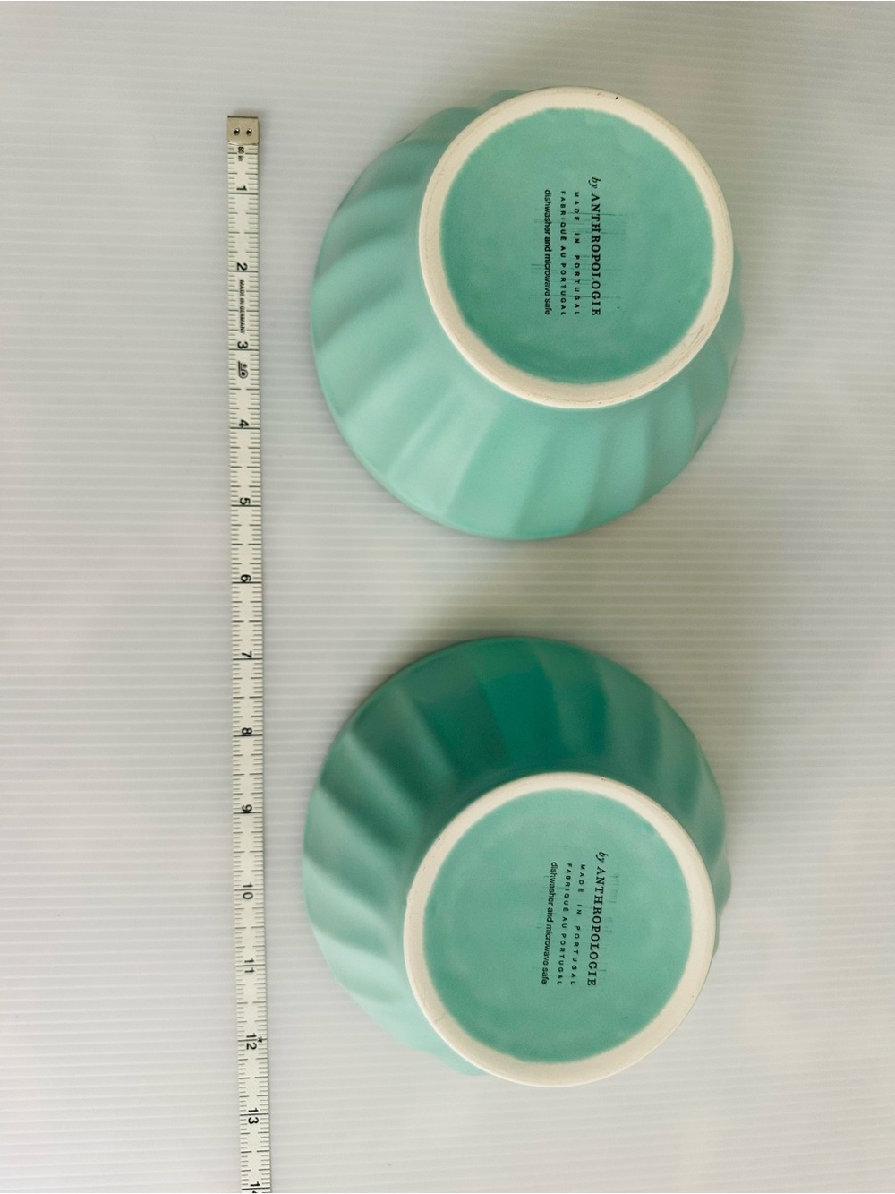 Set of Two Anthropologie Turquoise Latte Bowls - Picture 2 of 10